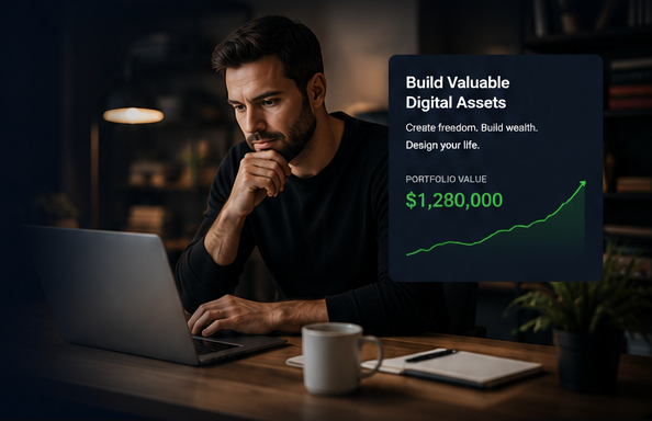 Digital business strategist reviewing a business asset dashboard